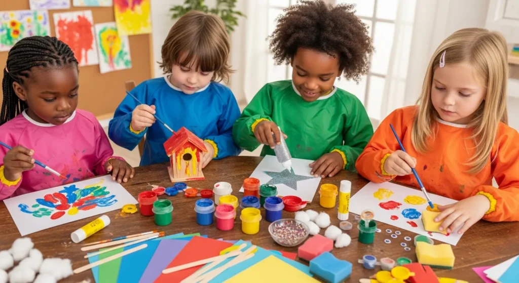 A Day in Our Playschool (Daily Routine) kids painting crafts sparking creativity learning